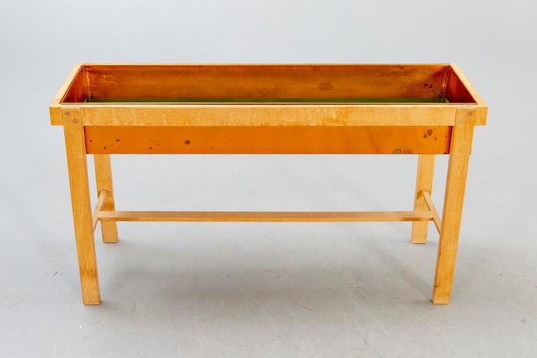 Flower table, oak and copper, Denmark, 1960s.