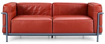 A Le Corbusier 'LC3' brown leather and steel sofa by Cassina, Italy.