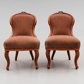 FÅTÖLJER, 1 par, 1800-talets andra hälft.