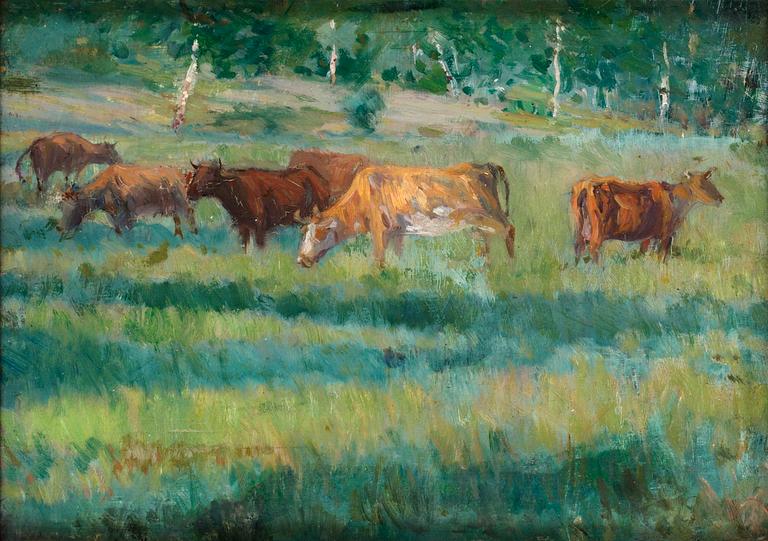 Carl Trägårdh Tillskriven, Franskt landskap med betande kor.