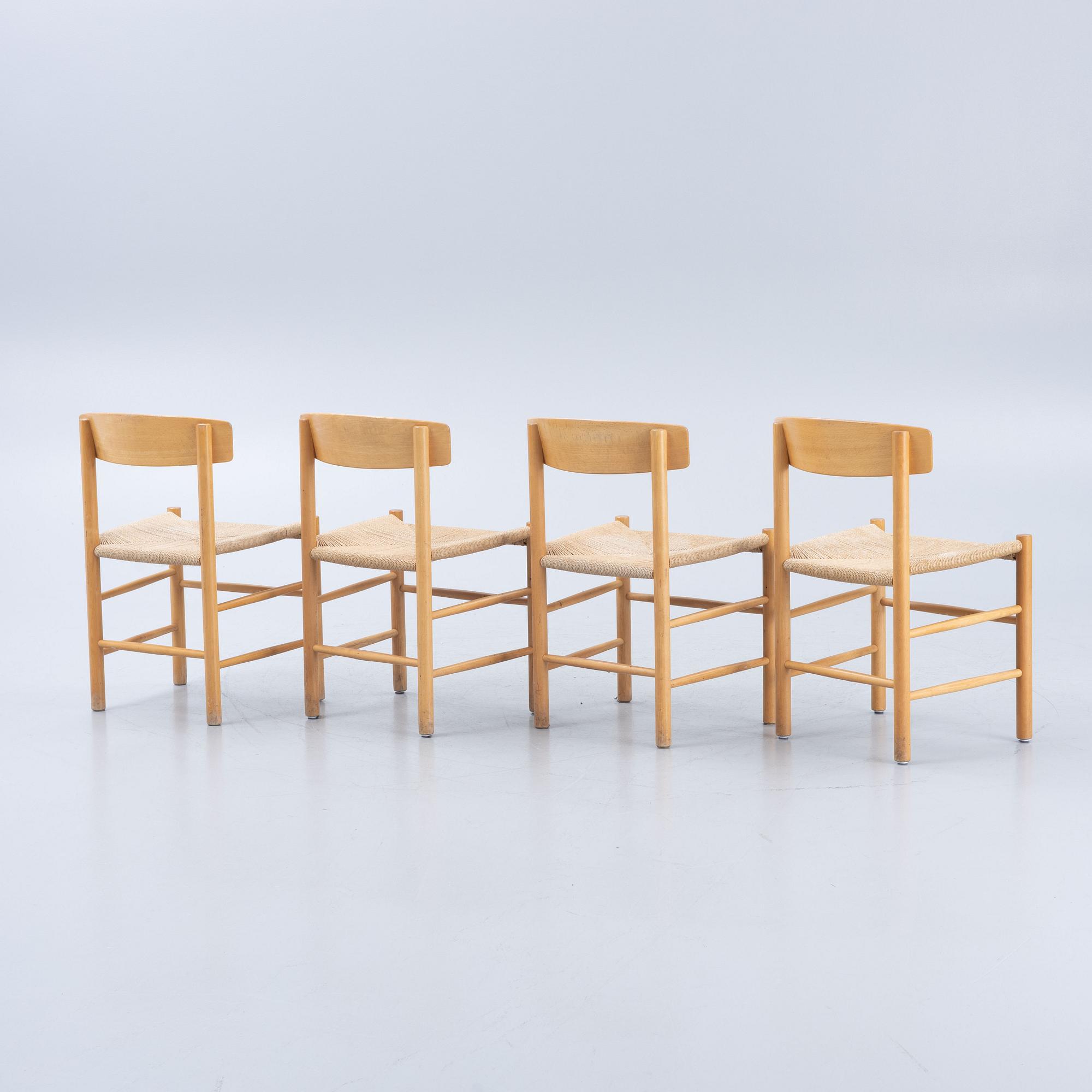 Børge Mogensen, chairs, 4 pcs, "J39", Denmark, second half of the 20th century.