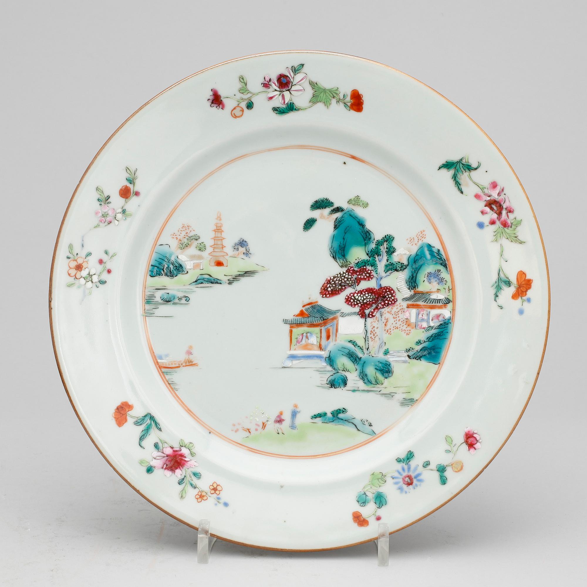 TALLRIKAR, 4+2 st, porslin, Qianlong, Kina 1700-tal.