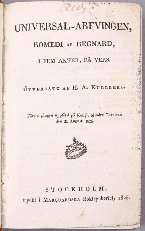 BÖCKER, 3 vol, dramer, bla "Figaros bröllop" av de Beaumarchais, Stockholm 1785.