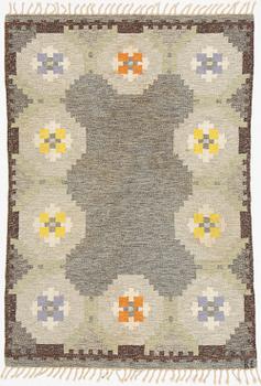 A flat weave carpet, signed RE, ca  222 x 155 cm.