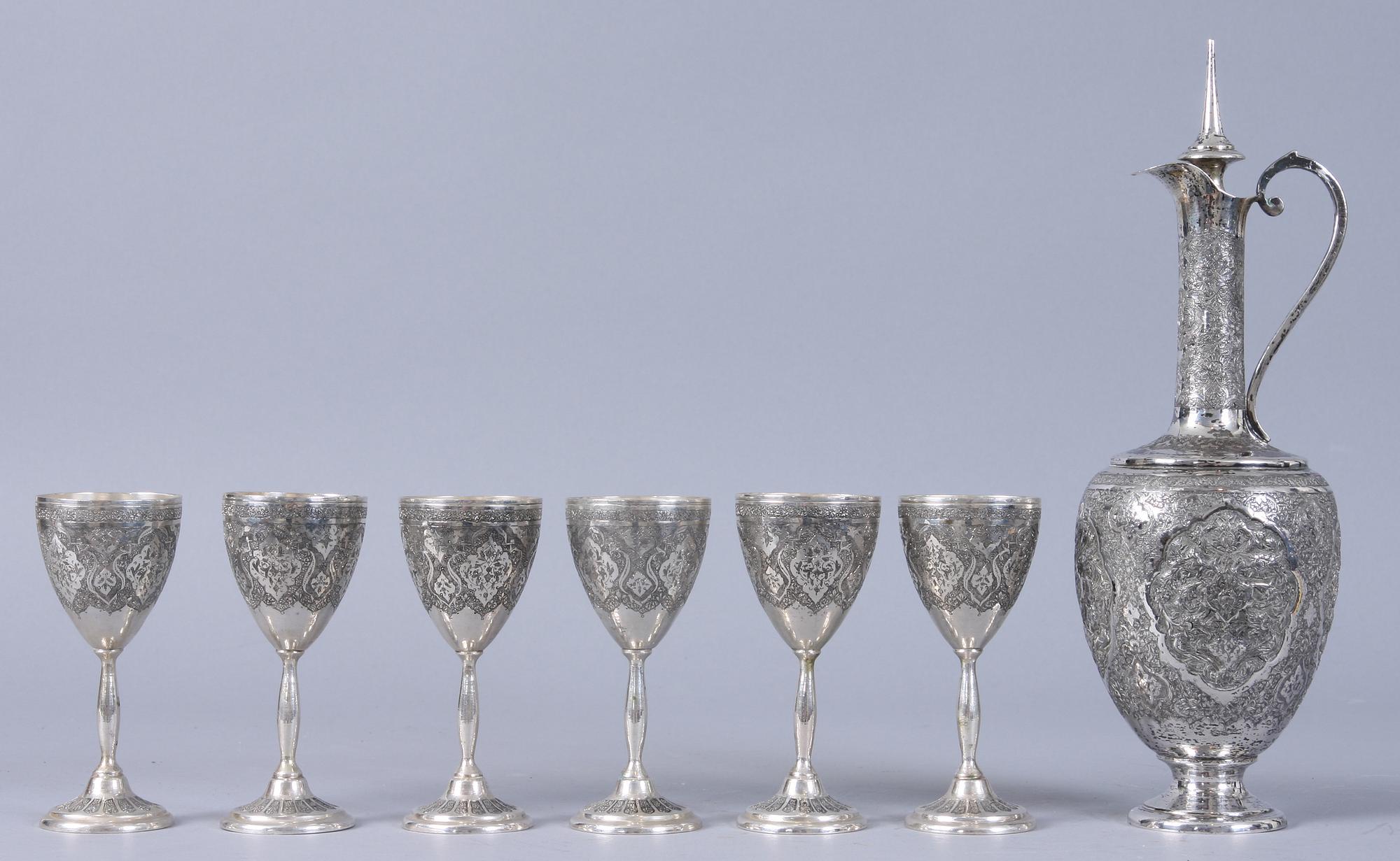 SERVIS, 7 delar, silver, orientaliska. 813 gram.