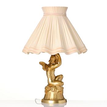 Alice Nordin, a gilt bronze Art Nouveau table lamp, Sweden, ca 1900.