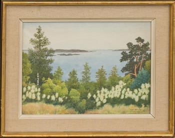 OSKAR BERGMAN, akvarell, signerad och daterad Runmarö 1958.