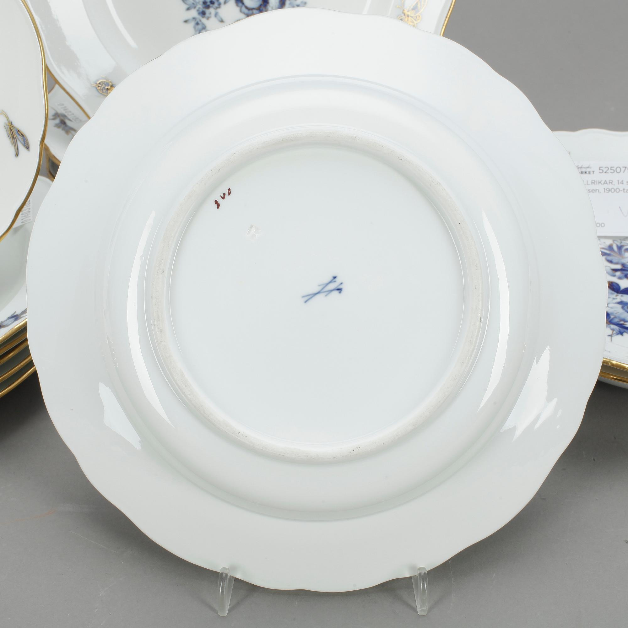 TALLRIKAR, 14 st, porslin, Meissen, 1900-tal.