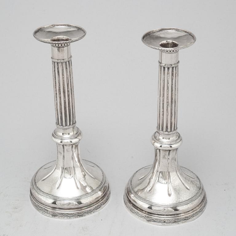 A pair of Swedish 18th century silver candlesticks, mark of Peter Johan Zetterling, Linköping 1792.