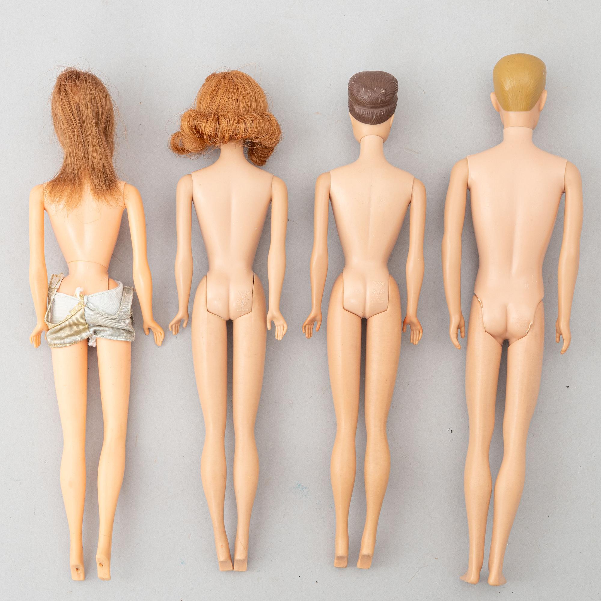 Barbie dolls, 8 pcs with clothes and accessories, Mattel, 1960s/70s.