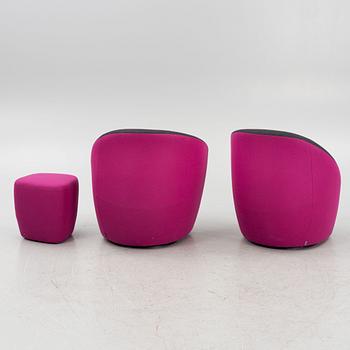 UN Studio/Ben van Berkel, a pair of 'Seating Stones' armchairs with a foot stool, Walter Knoll.