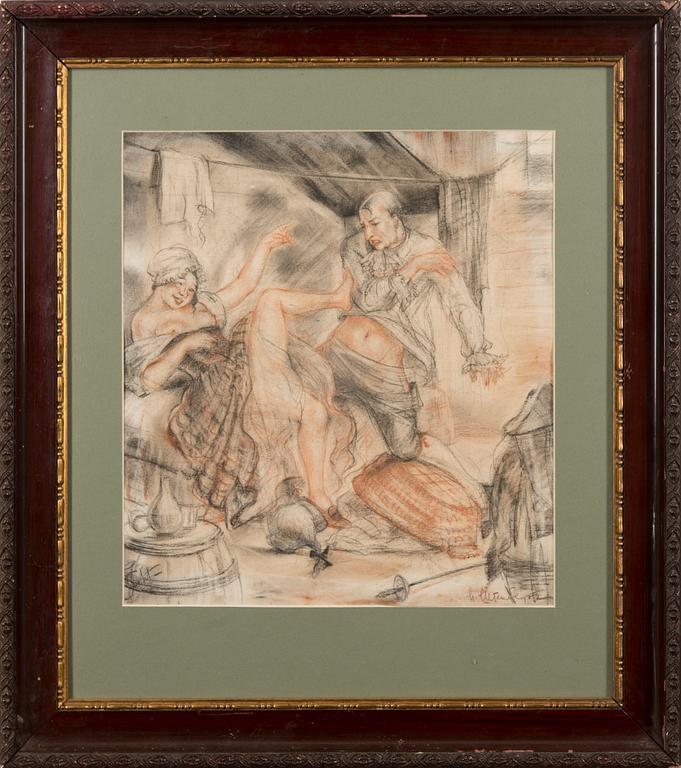 UNIDENTIFIED ARTIST, drawing on paper, signed, 1924.