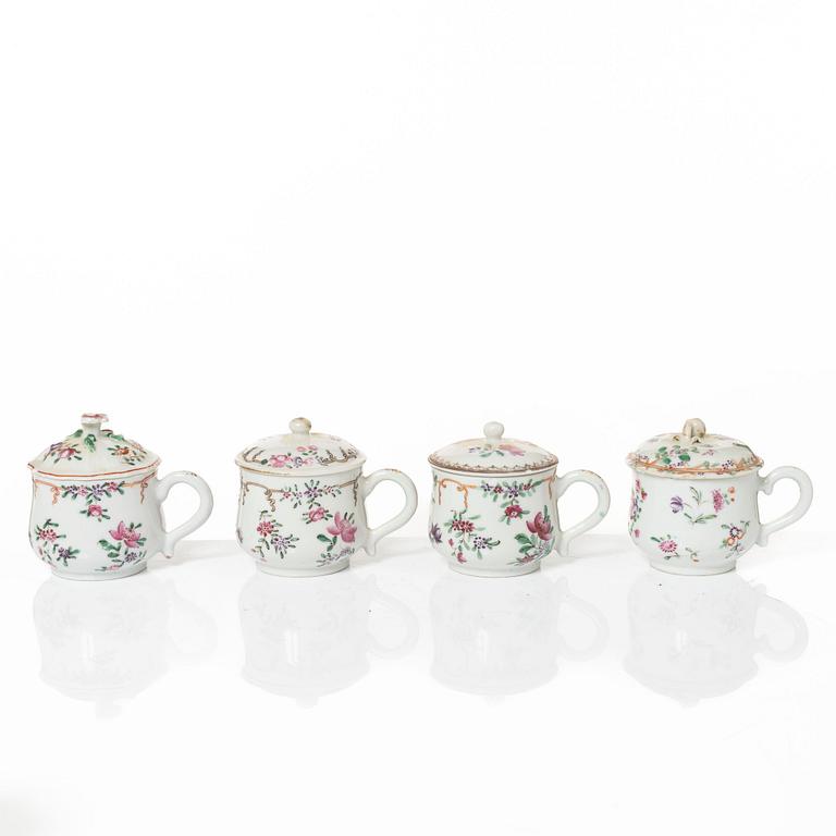 A group of 12 CHinese famille rose porcelain custard cups with covers, Qing dynasty, 18th century.