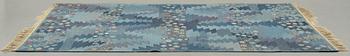 Barbro Nilsson, A CARPET, "Tånga blå, variant", flat weave, ca 259 x 206,5 cm, signed AB MMF BN.