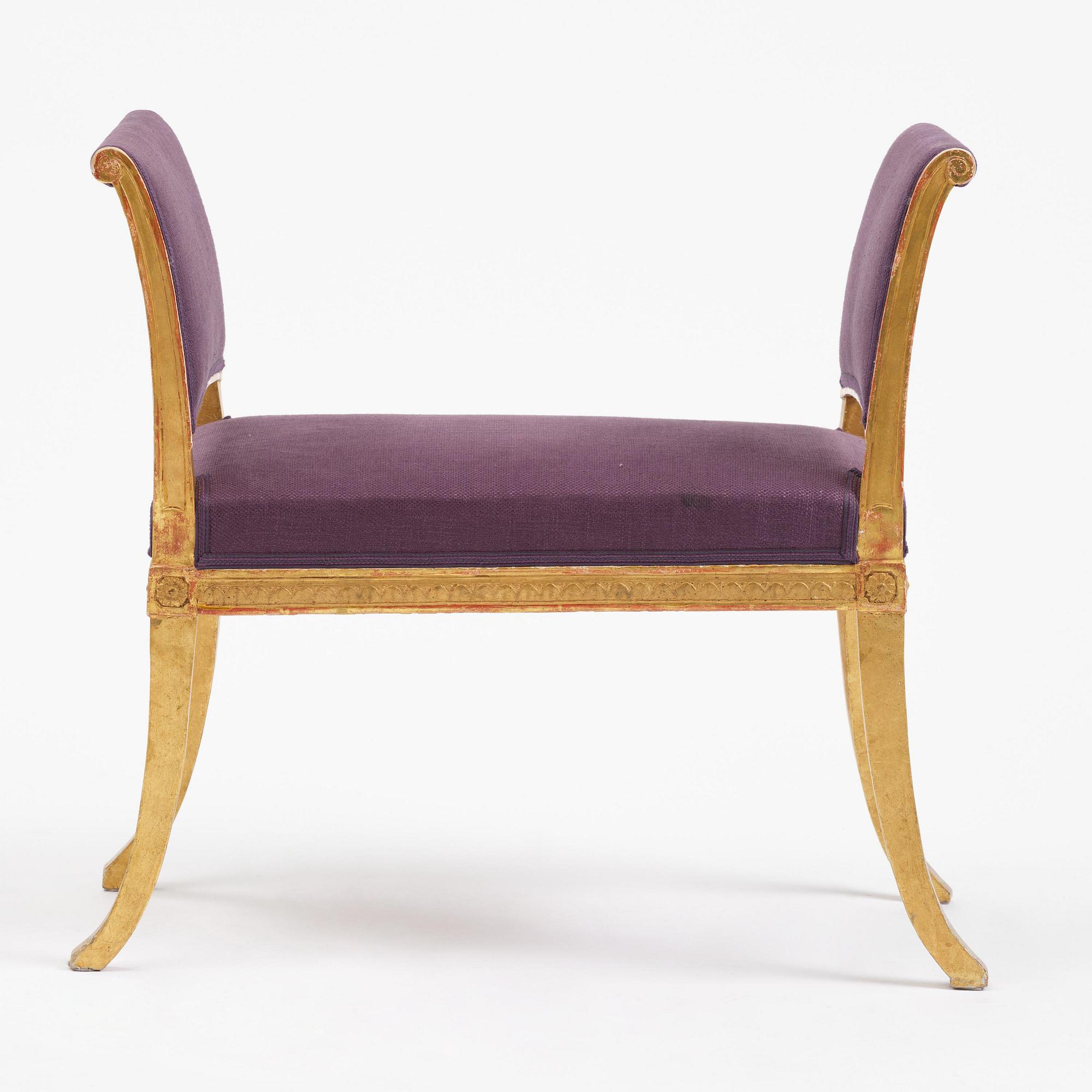 A late Gustavian giltwood stool, Stockholm, late 18th century.