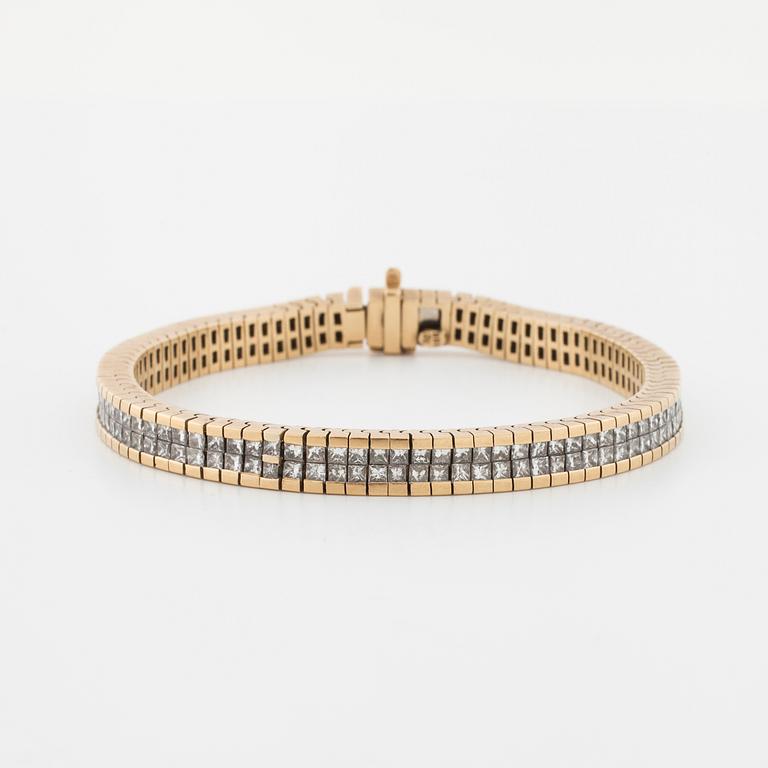 A princess cut diamond bracelet.