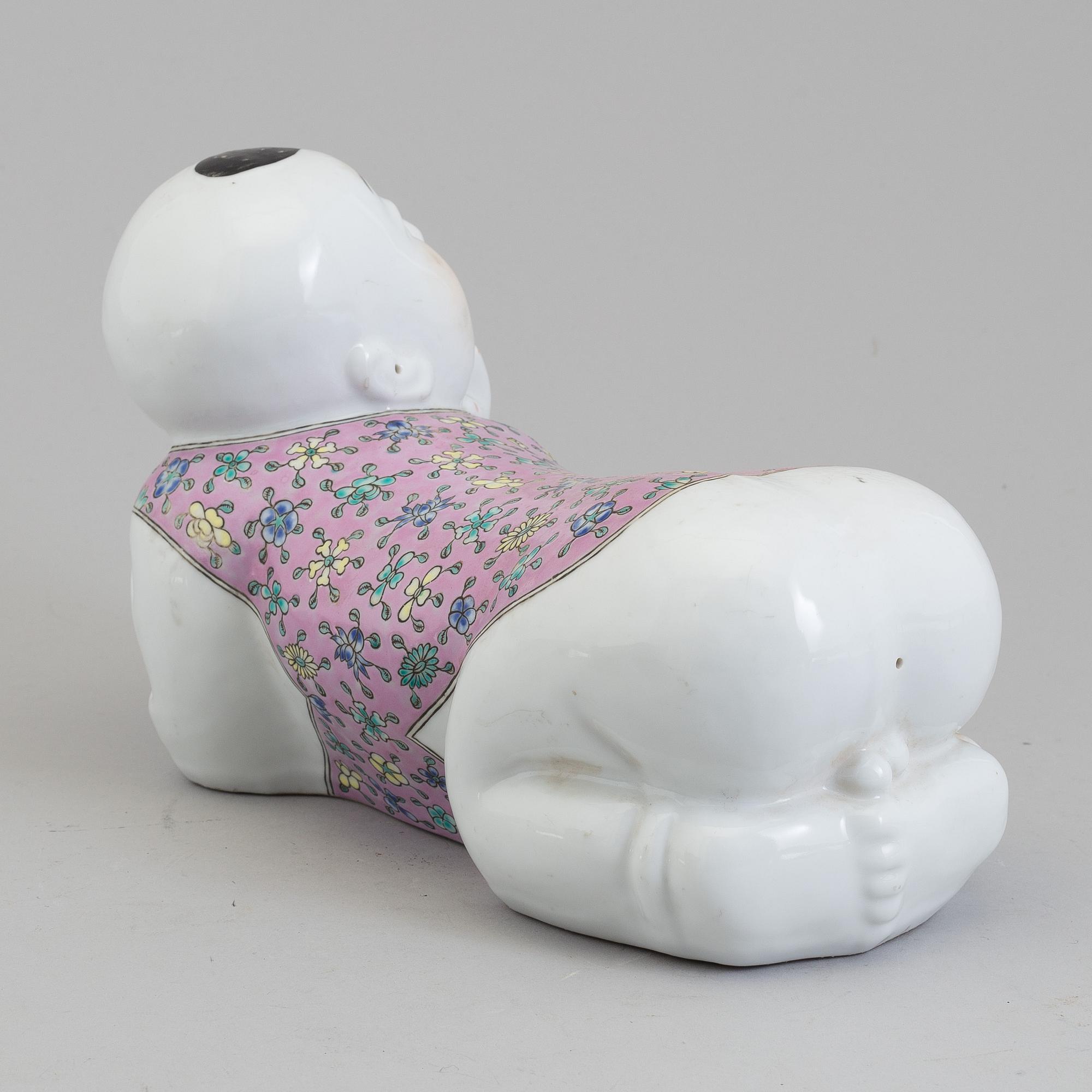 A Chinese 20th century famille rose porcelain pillow.