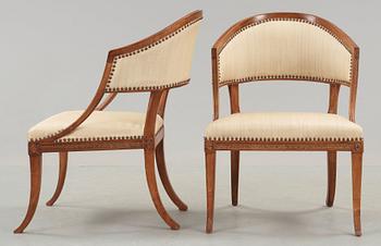 A pair of late Gustavian armchairs by E Ståhl, master 1794.