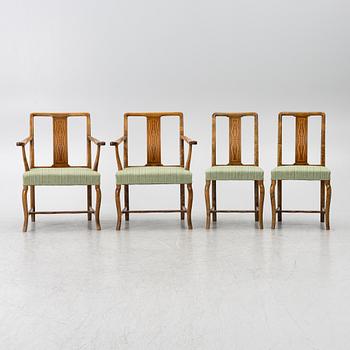 Carl Malmsten, Armchairs a pair, chairs a pair, "Haga", Nordiska Kompaniet, 1920s.