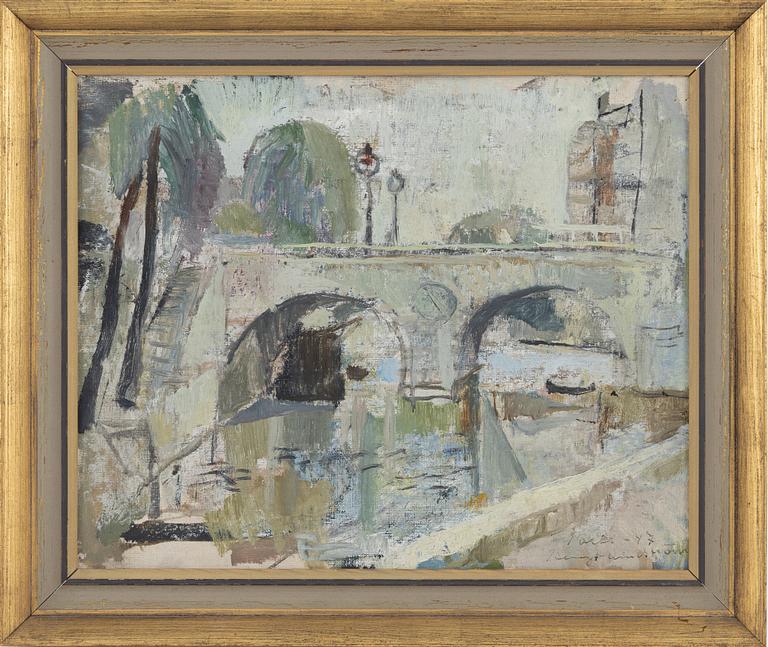 Bengt Lindström, olja på duk/papp-pannå, signerad och daterad Paris -47.