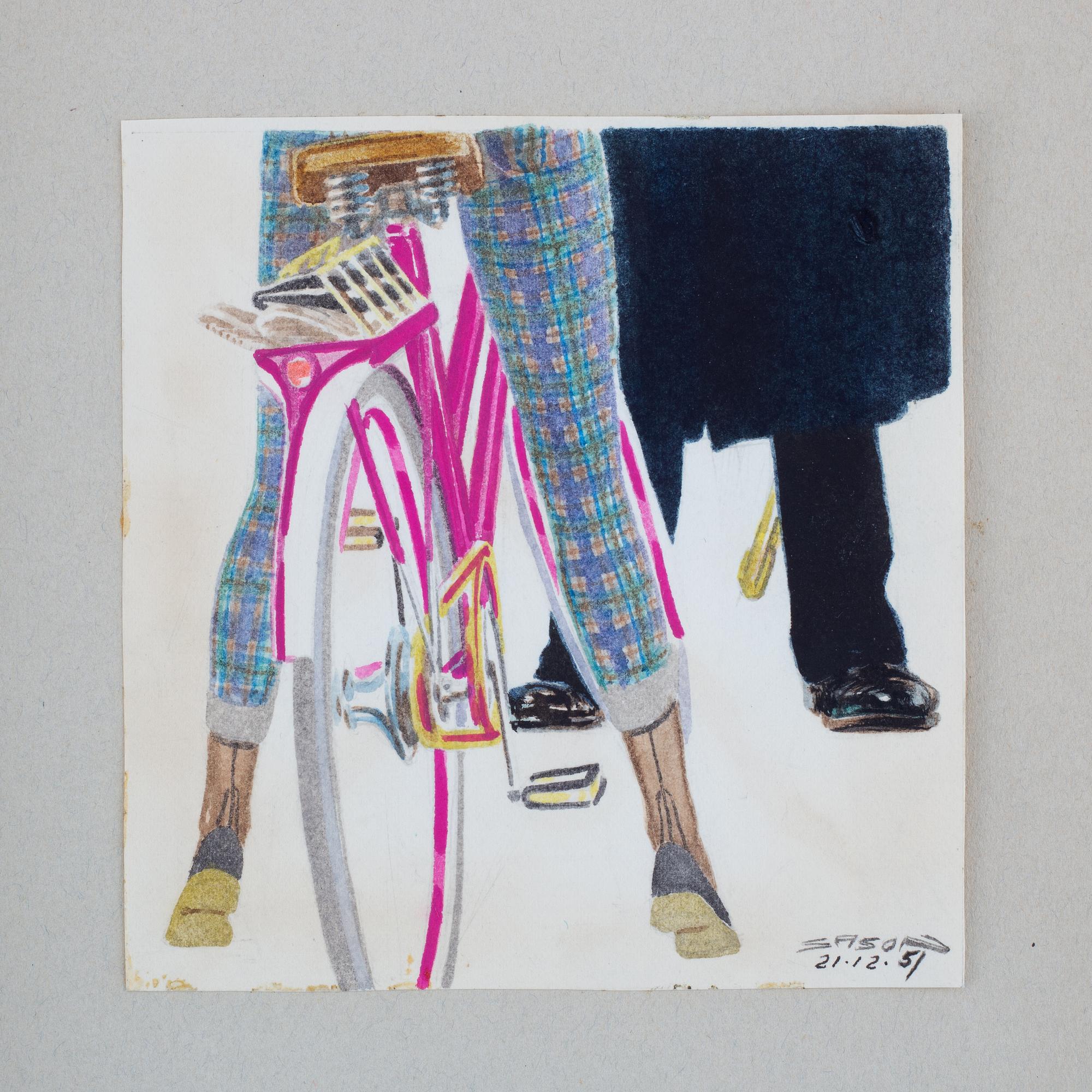 Sixten Sason, watercolours, 9, signed and dated -51.