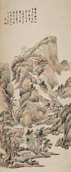 144. A hanging scroll of a mountain and river landscape, by Ni Tian (1855-1919), signed and dated (1909).