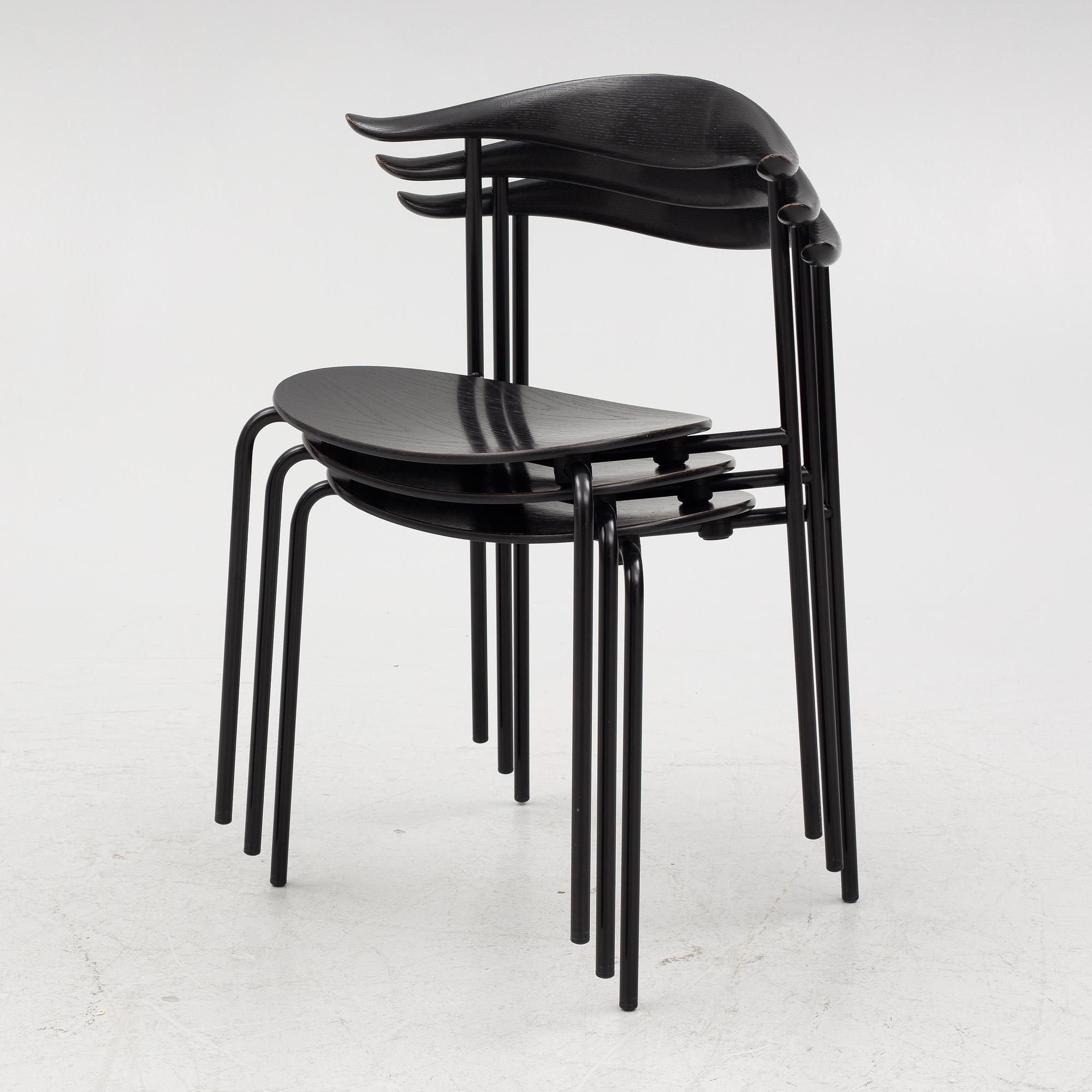 Hans J. Wegner, a set of six black oak chairs, 'CH88T', Carl Hansen & Son, Denmark, 2016.