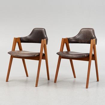 Dining set, 6 "Compass" chairs by Kai Kristiansen, Denmark, and 1 dining table with 4 extension leaves, 1960s.