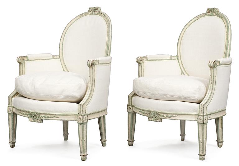 BERGERER, ett par, av Pillot (mästare i Nîmes ca 1780). Louis XVI.