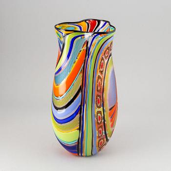 Schiavon, a multi coloured glass vase, "Arlecchino", Murano, Italy 2015, 1/1.