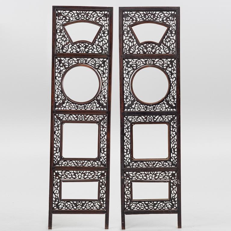 A pair of hardwood panels, China, 20th century.