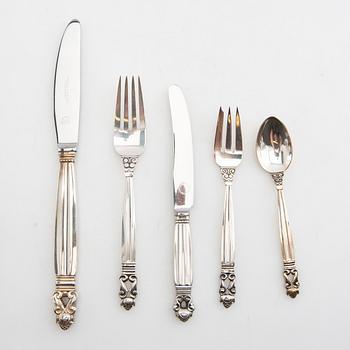 Johan Rohde, bestick 50 dlr "Konge/Achorn" sterlingsilver för Georg Jensen efter 1945.