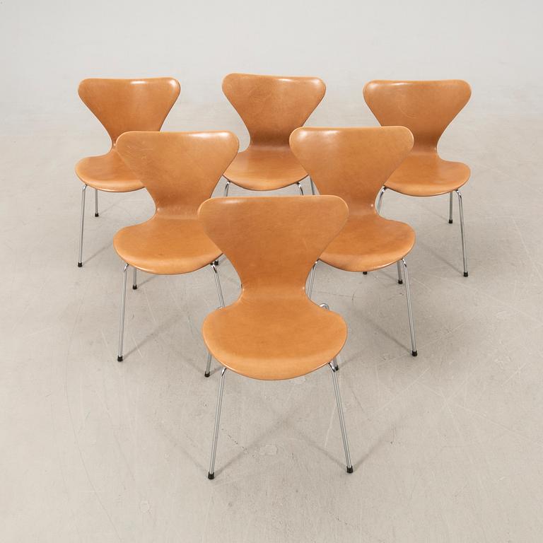 Arne Jacobsen, chairs 6 pcs, "The Seven" for Fritz Hansen Denmark.