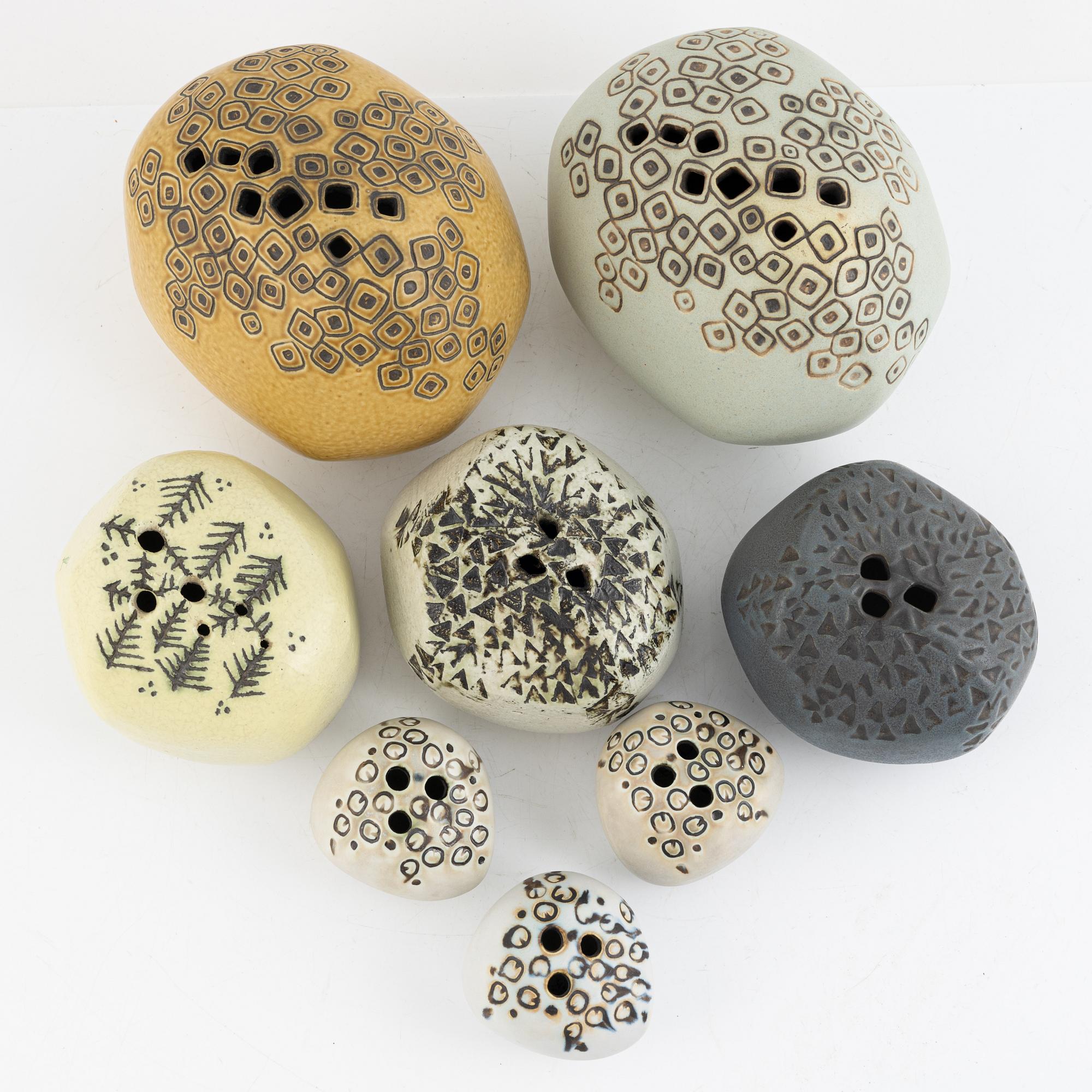 Johnny Rolf & Jan de Rooden, vaser, 9 st, "Blomsten", Gustavsberg.