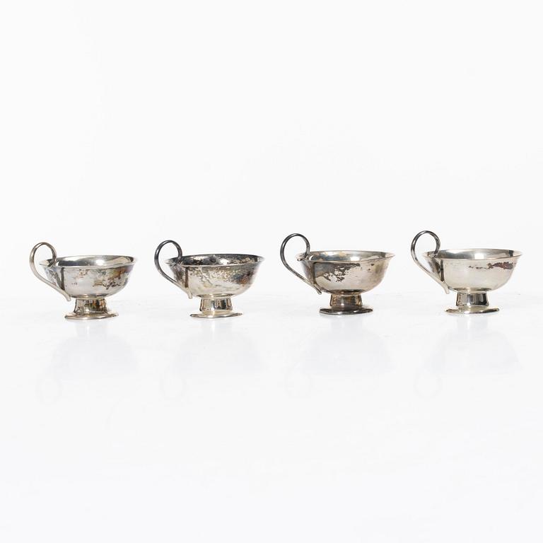 Punch mugs, 4 pcs, silver, Guldvaruhuset Aktiebolag, Stockholm 1949.