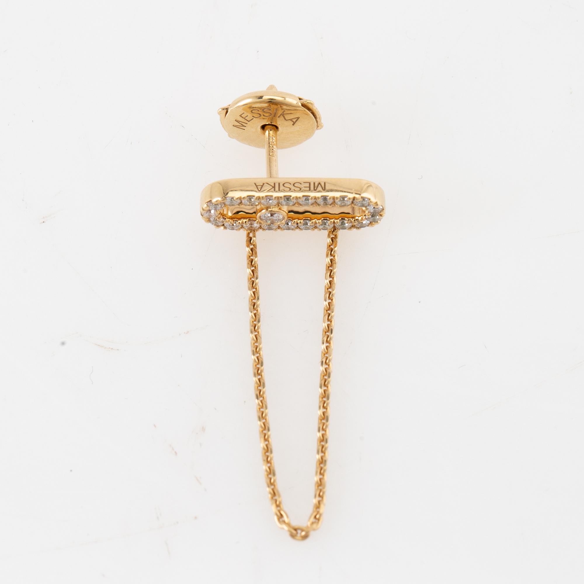 Earrings a pair of "Move Uno Chain and Stud Earrings", Messika.