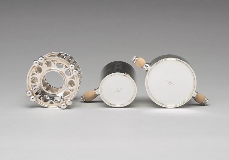 Georg Jensen, te- och kaffeservis, 5 delar med bricka, Argenterie d'Art de Georg Jensen, Köpenhamn ca 1930-1938.