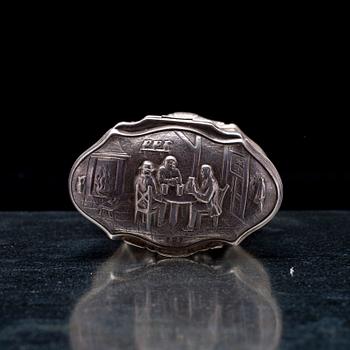 DUBBELSNUSDOSA, silver, oidentifierade stämplar, Mellaneuropa, 1800-tal. Vikt ca 121 g.
