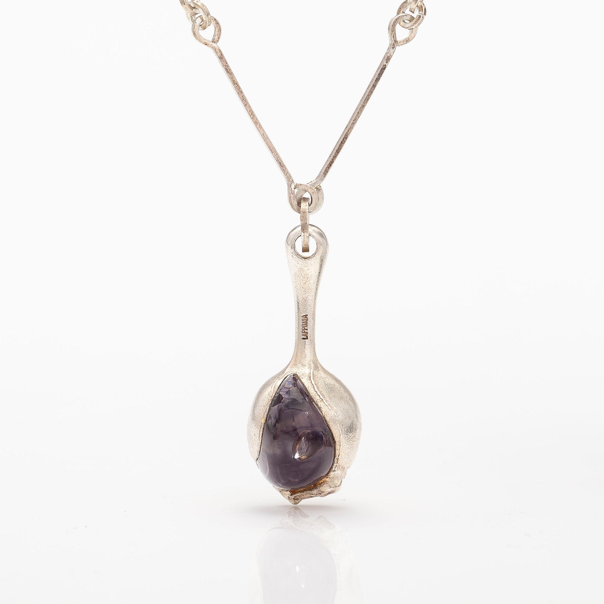 BJÖRN WECKSTRÖM, A sterling silver necklace "Nectaris" with acrylic and a bracelet. Lapponia 1978 and 1998.