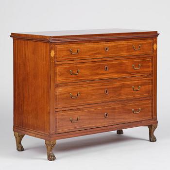 A late Gustavian mahogany writing commode in the manner of I. Löfgren, Stockholm circa 1800.