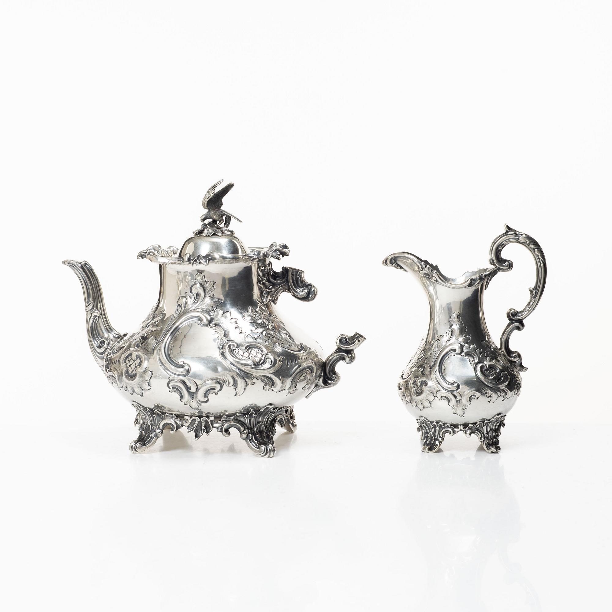 A four piece silver tea and coffee service, William Southey, London, England, 1858-59.
