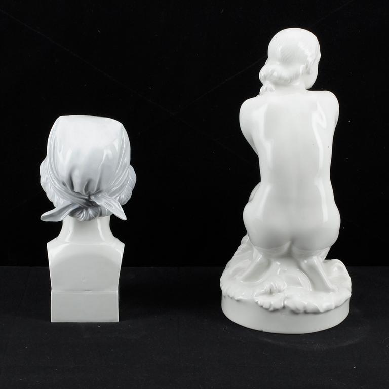 FIGURINER, 2 st, porslin, Royal Copenhagen resp Bing & Gröndal, Danmark.