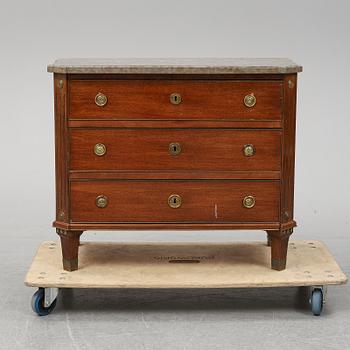 A late 19th Century Gustavian style mahogany chest of drawers.