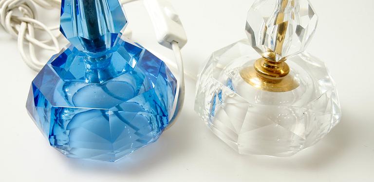 BORDSLAMPOR, 2 st, glas, 1900-tal.