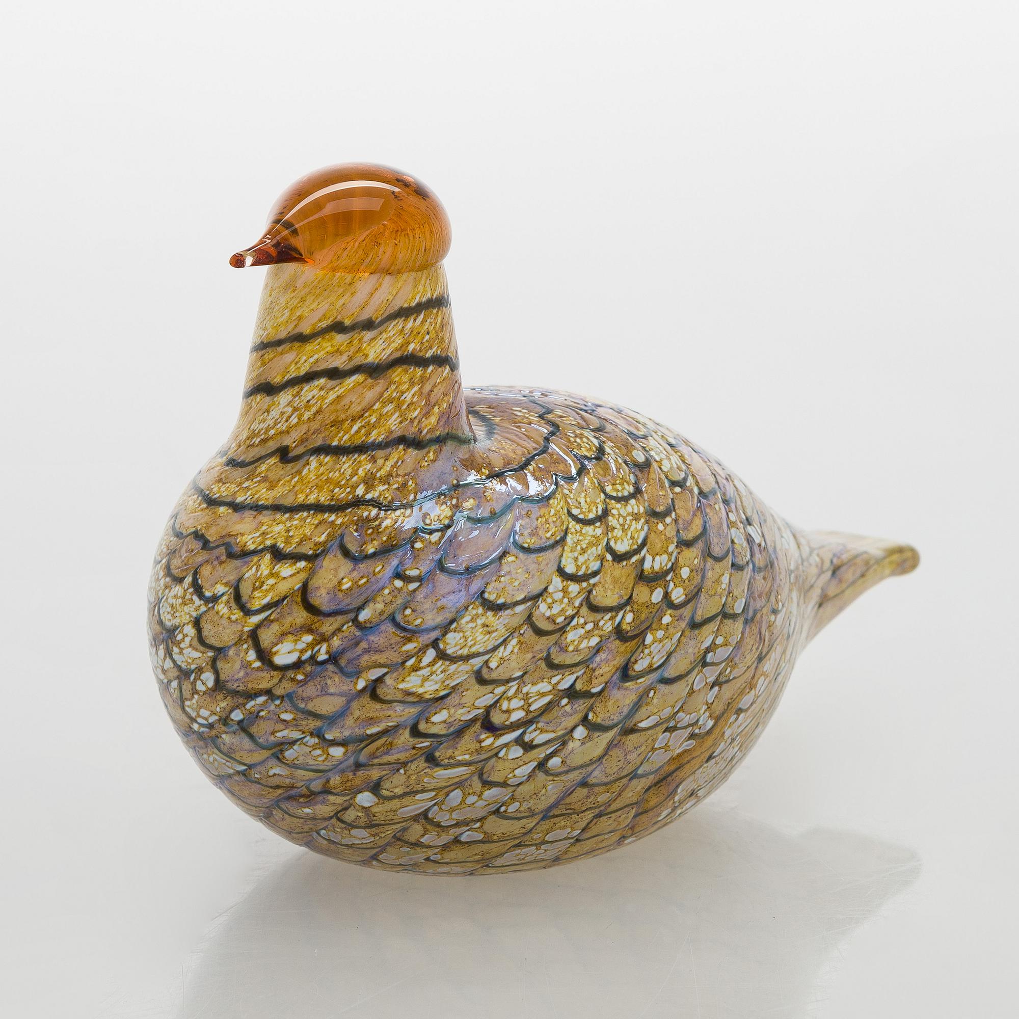Oiva Toikka, a 'Summer Grouse' glass bird, signed O. Toikka Nuutajärvi.