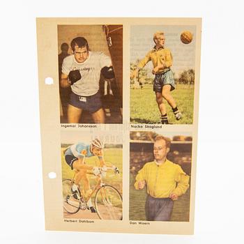 Idolkort, "Sportens stjärnor", bl a Cassius Clay, Nacka Skoglund mfl Hemmets Journal, 1960-tal.