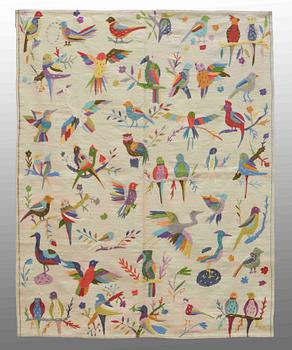 A CARPET embroided flat weave, 221 x 175 cm.