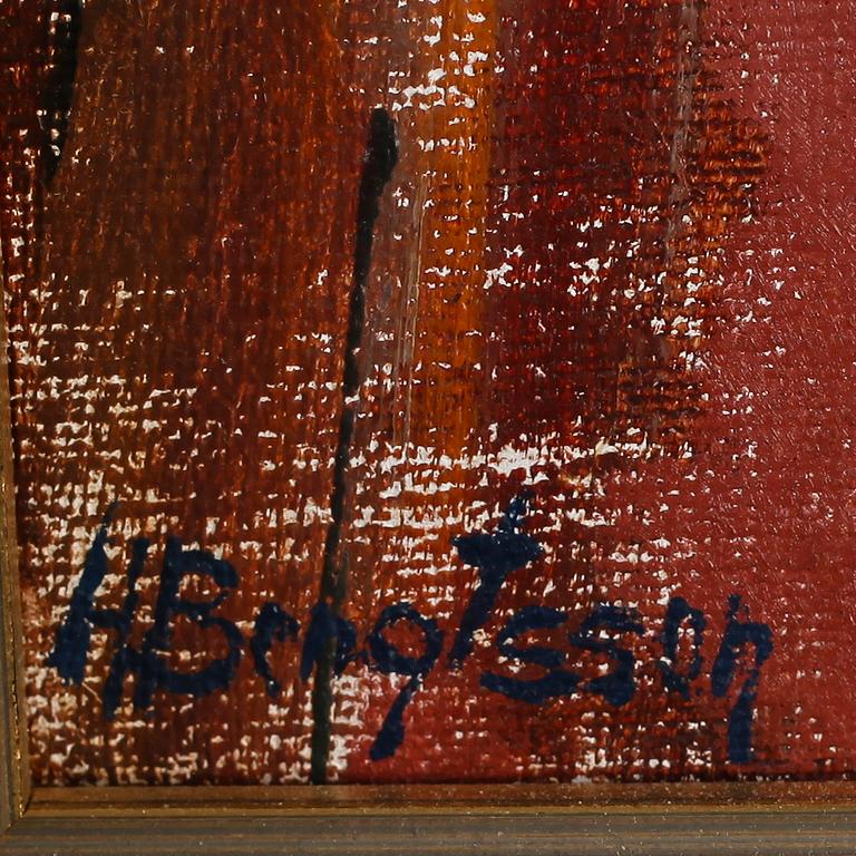 HERTHA BENGTSON, olja på pannå, signerad.