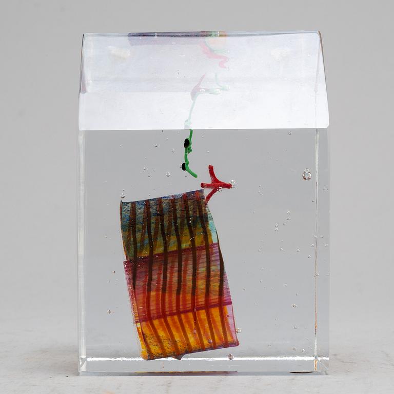 BERTIL VALLIEN, glass sculpture, Kosta Boda Atelier, dated -92.