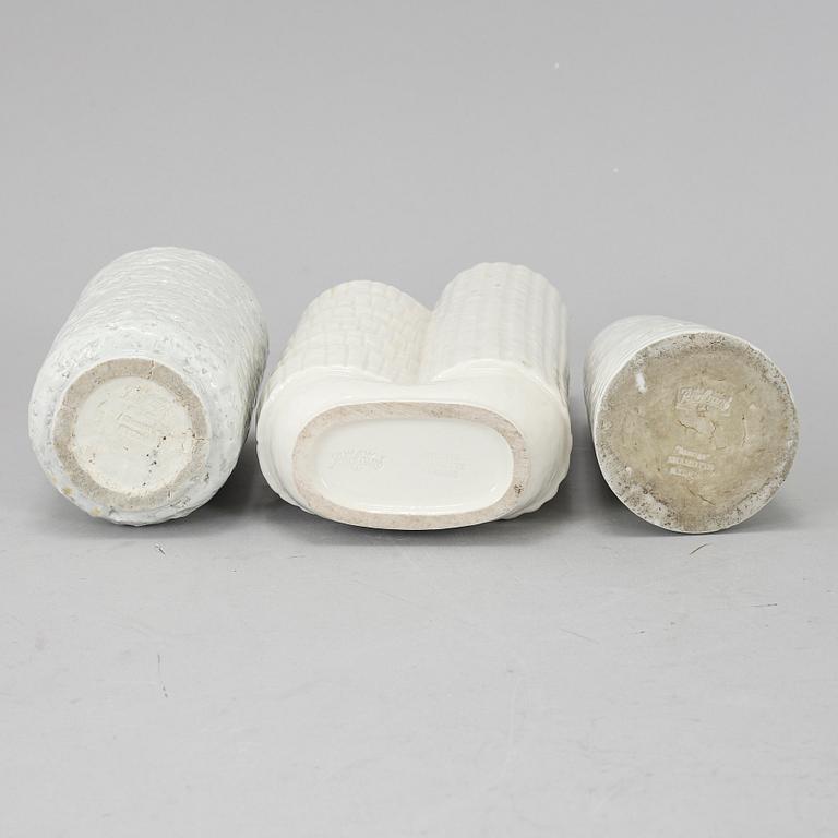 GUNNAR NYLUND, a set of three chamotte vases, Rörstrand.